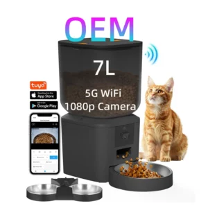 OEM 7L 5G WiFi Automatic Pet Feeder With 1080P HD Camera App Control Dog Food Feeders Smart Cat Feeder With Camera Night Vision Pack of 8