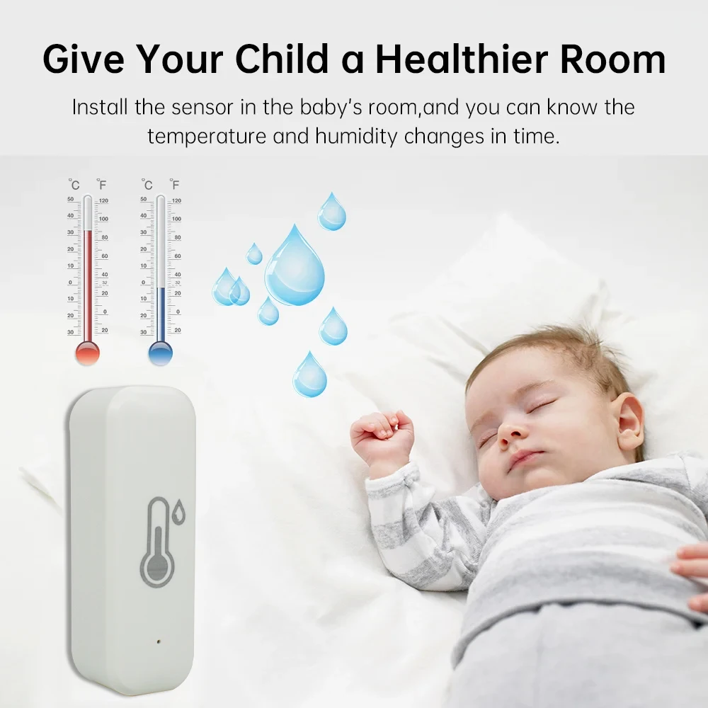 Tuya WiFi Temperature Humidity Sensor Smart Life Remote Monitor Thermometer Hygrometer Smart Home Work with Alexa Google Home - Image 4