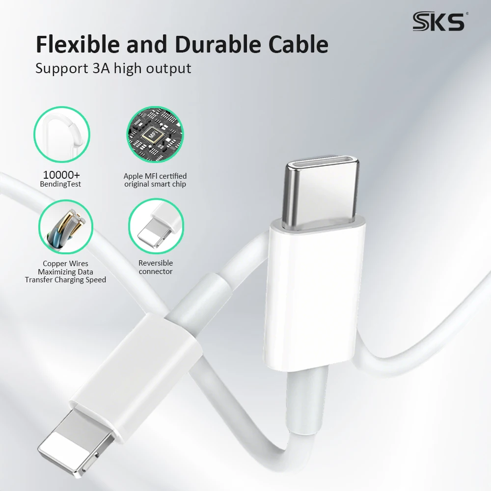 Type-C to 8-Pin Charging Cable-CM-8P ABS Shell 3A Fast Charging Data Cord for Smartphones Tablets & Printers (1 Meter) - Image 2