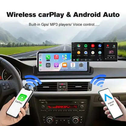 Autoabc 10.25'' IPS Wireless Touch Screen Multimedia Display Built-in Wireless CarPlay Android Auto for BMW E90-E93 (1 Year