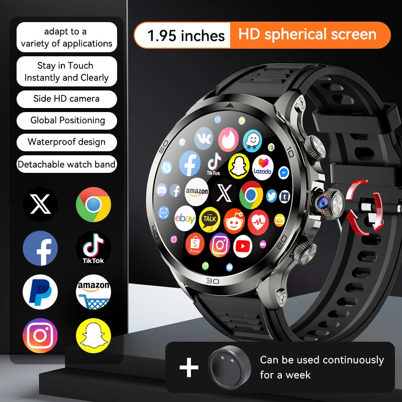 H19 4G Sim Card Smart Watch 3+32GB Memory 1.95inch 1990mah Large Battery HD Video Call Download Software Smartwatch with Camera Pack of 2 - Image 2