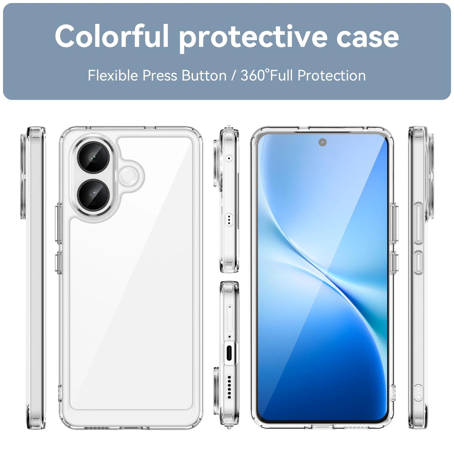 Colorful Transparent Case for vivo V60 Hard Acrylic and Soft TPU Folding for vivo V60 Lite Pack of 10 - Image 4