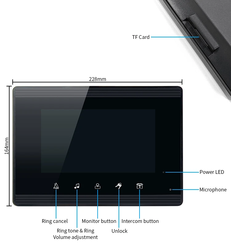 Factory Direct 7 Inch Wifi Doorbell 4 Buttons Waterproof Camera Video Door Phone System Multifamily Intercom - Image 3