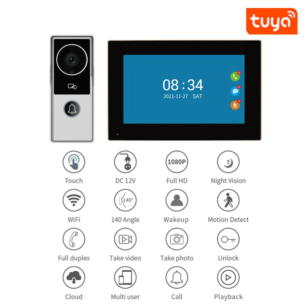 7/10 Inch Tuya Wifi Video Doorbell Video Intercom Rainproof Camera Visual Intercom Two-way Audio Remote Unlock Video Door Phone - Image 3