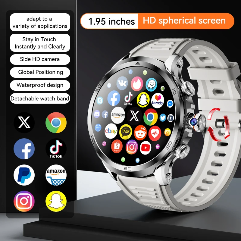 H19 4G Sim Card Smart Watch 3+32GB Memory 1.95inch 1990mah Large Battery HD Video Call Download Software Smartwatch with Camera Pack of 2