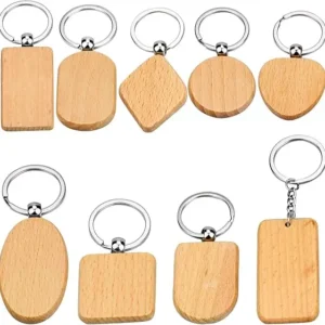 EU Pet Shop Must-Have Unfinished Wooden Keychain Blanks for Laser Engraved Pet Tags DIY Souvenir Accessories Pack of 10