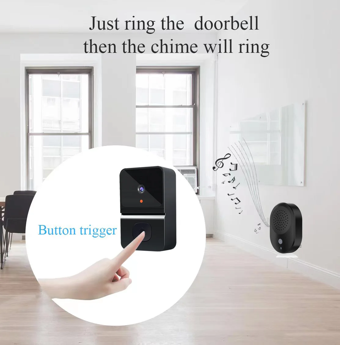 Mini Black Home Security Anti-theft Monitor Infrared Night Vision Function APP Real-time Monitoring Smart WiFi Video Doorbell - Image 3