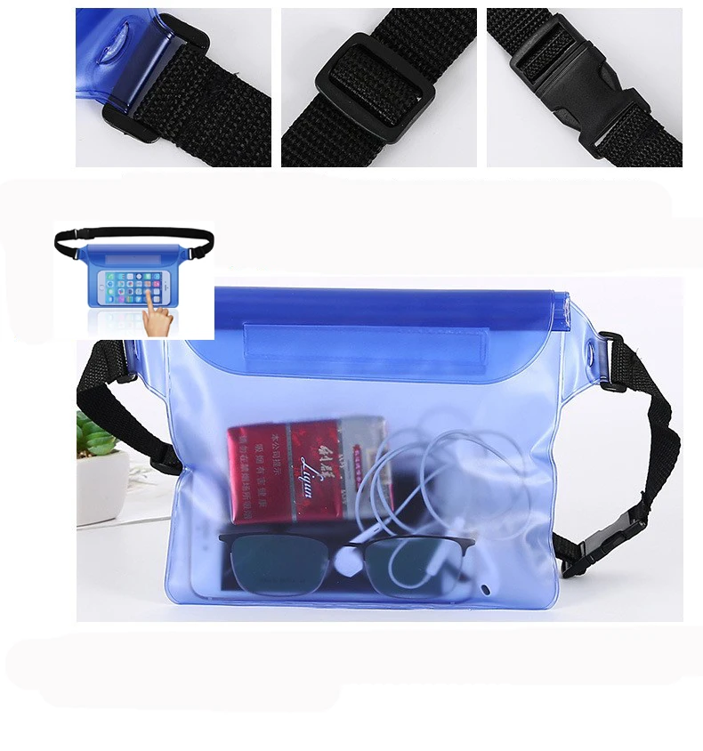 3 Layers Swimming Beach PVC Waist Pack Bag Underwater Bigger Space Outdoor Portable Waterproof Mobile Phone Dry Bags with Girdle Pack of 10 - Image 3