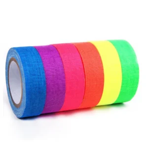 Neon Gaffer Cloth Tape Fluorescent UV Glow in the Dark Tape Neon Duct Reflective Tape for UV Party Theatres Staged Dark Areas Pack of 50