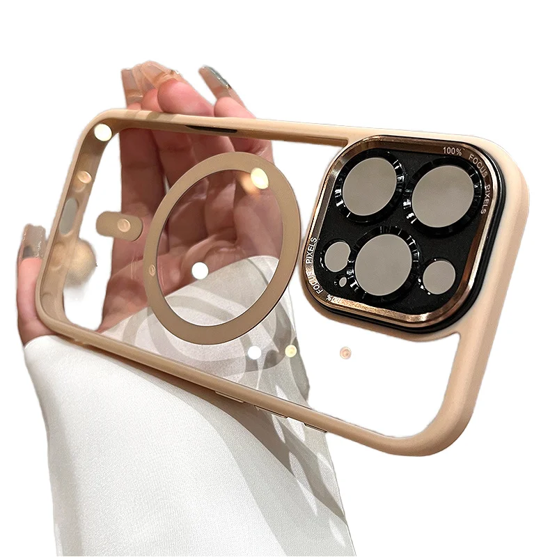 Ready Ship Upgraded Version Metal Lens Frame Transparent Magnetic PC Case 16 Pro/Pro Max Mobile Phone Bags for iPhone 11 Pack of 10 - Image 3