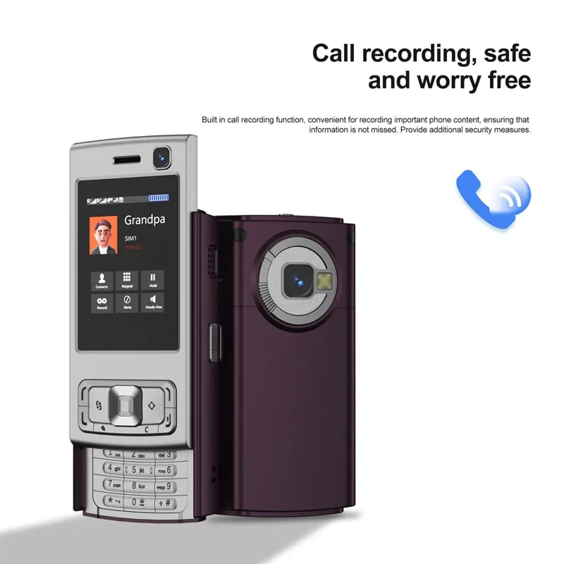 N95 PRO Slide Screen Mini Mobile Phone 2G GSM Call Recording Torch MP3/MP4 Player Blacklist FM Radio Push Screen Cellphone Pack of 5 - Image 4