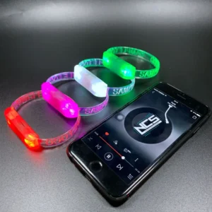 RICHSHINING Custom Logo Colorful TPU LED Bracelet DMX Remote Control Luminous Wristband RGB Music Controlled Wristband for Party Pack of 500