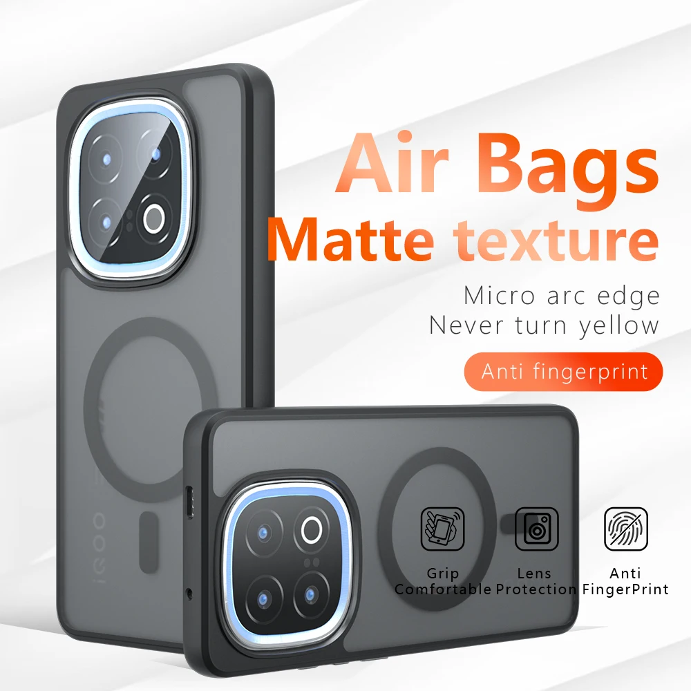 Case for VIVO IQOO Z10 Turbo Pro Luxury Matte Armor Magnetic Case for IQOO 15 13 12 Wireless Charging Funda Pack of 10 - Image 4