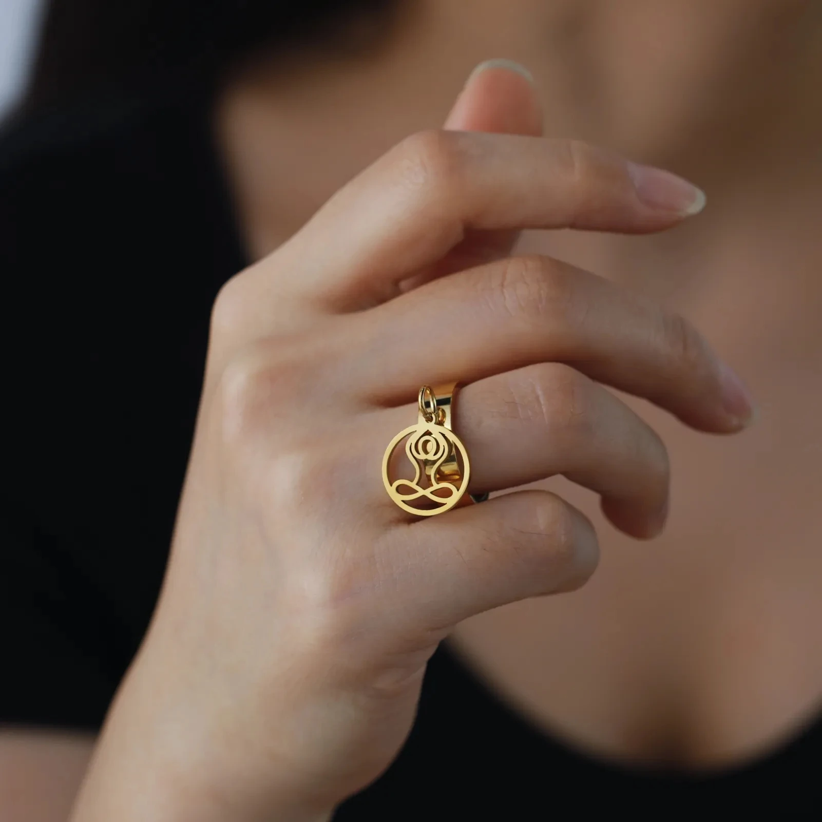 Stainless Steel Gymnast Sport Yoga Meditation Rings for Women Men Jewelry Finger Ring Party Birthday Gift Wholesale Pack of 10 - Image 3