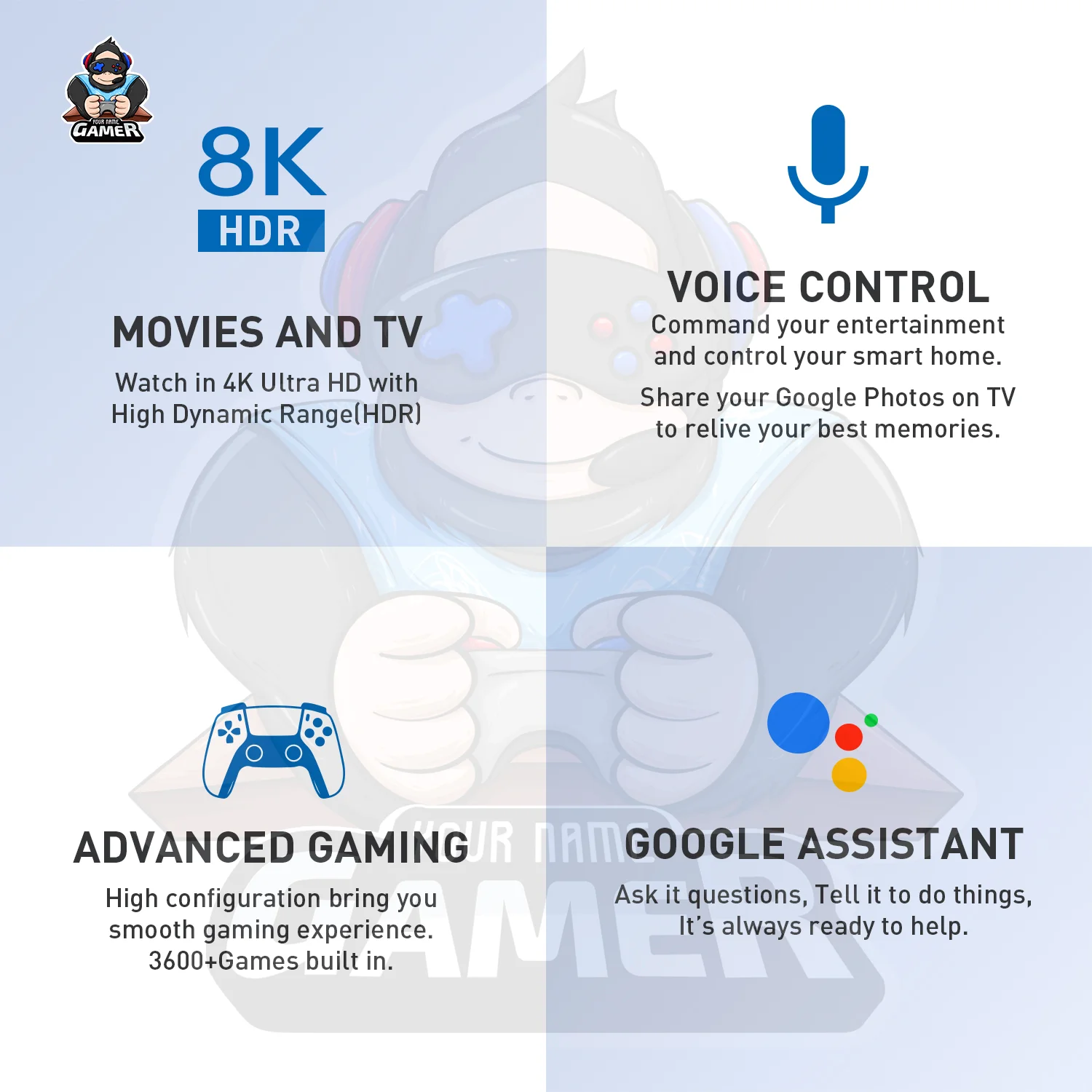 ZOKU G7 All Winner H313 HD 8K BT Voice Remote Control Dual Operating System 2GB RAM 16GB ROM Game Console 1-Year Warranty EU/US Pack of 2 - Image 4