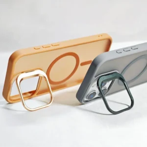 Folding Bracket Matte Translucent Skin Touch Cover 16 15 14 13 12 11 Pro Max Hide Kickstand Magnetic Case for iPhone 17