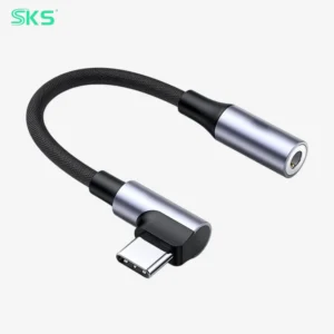 25cm Right Angle USB C Male to 3.5mm Female Audio Adapter Aluminum Shell for Phone Laptop Amplify MP3 Monitor