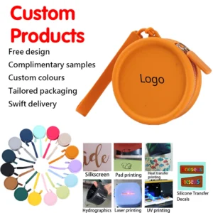 OEM ODM Silicone Round Coin Purse & Earphone/Data Cable Storage Key Case with Lipstick Holder Portable