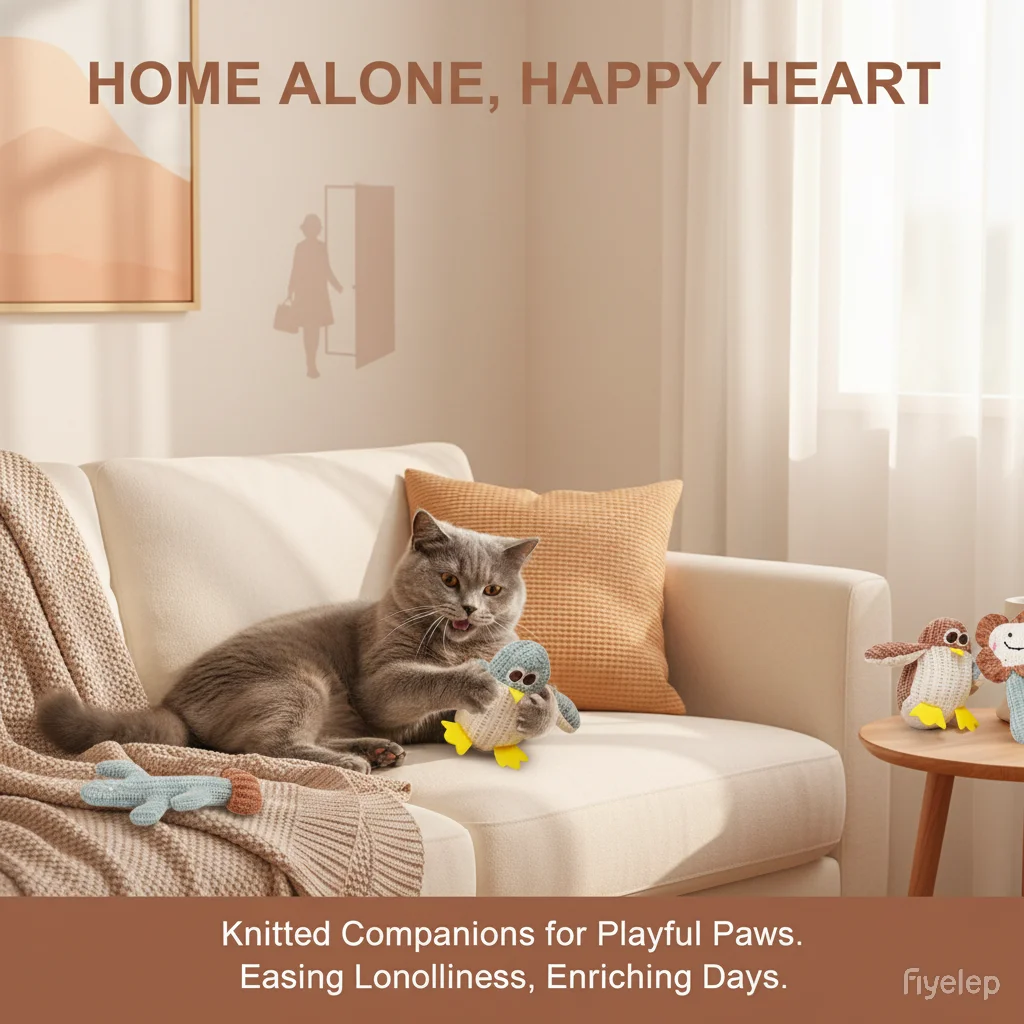 Penguin Cartoon Cat Toy with Cotton & Crinkle Paper Chew-Proof Boredom Relief Toy for Interactive Play Pack of 2 - Image 2