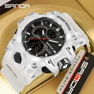 SANDA Sport Watch for Men Alarm Clock Stopwatch LED Digital Back Light Dual Time Display Men Watch Quartz Waterproof Wrist Watch Pack of 2