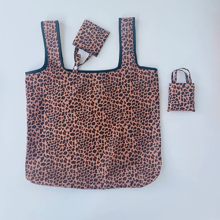 Reusable Eco Friendly Folding Portable Grocery Bags Polyester Foldable Tote Shopping Bag with Pretty Pattern for Daily Use - Image 2