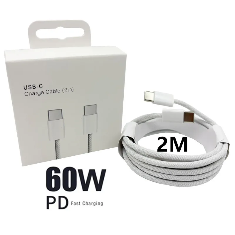 Wholesale 2M Nylon Braided 60W USB-C Fast Charger Cable 2M /16/17 Pro Max Type-C Charging Cable for Samsung Xiaomi for iPhone 15 Pack of 50 - Image 2