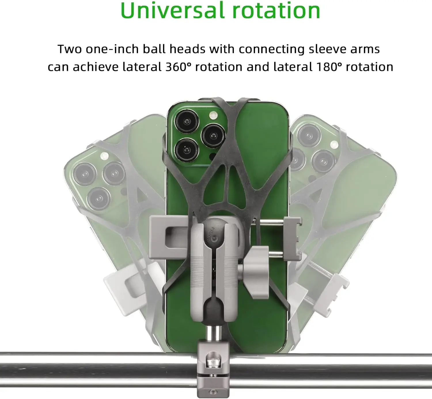 FANAUE Flexible Bike Motorcycle Phone Holder Aluminum Alloy 360 Degree Rotation Angle Adjustable Silicone Band Handlebars U-Bolt - Image 2