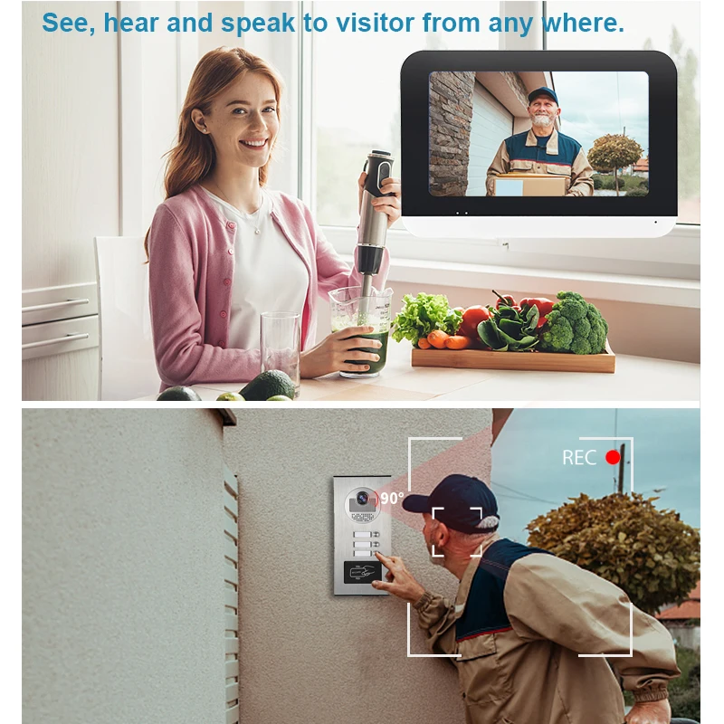 7 Inch Screen Video Doorbell Camera Dual-Way Intercom Function Video Intercom System for Apartment Video Door Phone - Image 2