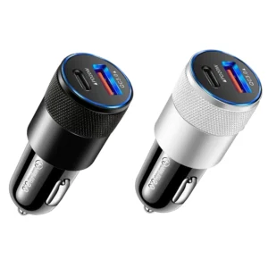38W Portable Mobile Phone Fast Charger 2 Port A+C Usb Car Charger Quick Charge 3.0 for Phone 15 14 13 12 11 Pack of 10