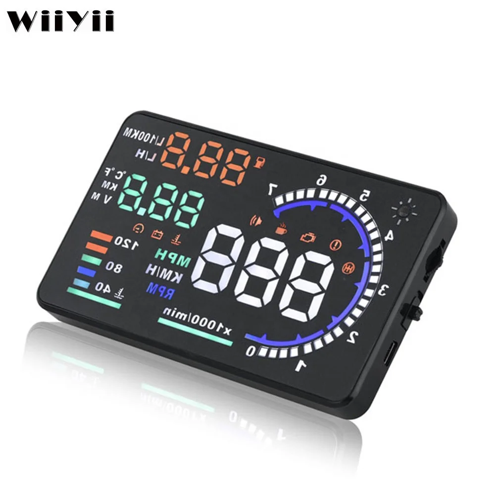 A8 Car Head up Display HUD 5.5" Dash Screen Projector RPM MPH Speedometer Warning Fuel Consumption OBD2 Pack of 2 - Image 2