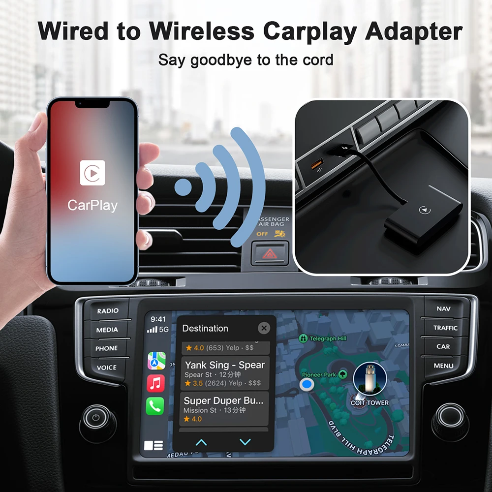 Wireless Carplay USB Dongle Apple Car Play Adapter for OEM Wired CarPlay Cars Convert Wired to Wireless Car Play AI Box Pack of 2 - Image 2