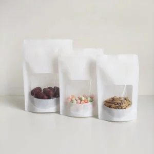 15x22 cm Various Sizes White Stand up Pouches Zip Lock Plastic Bags Doypack Packaging Bag with Window Pack of 200