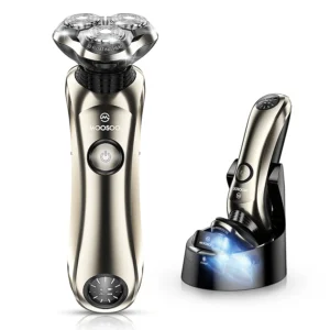 MOOSOO 8G Electric Shaver Men's Shaver Triple Blade Rotating IPX7 Face With 4 Direction Flex Heads Clean Station Pop-Up Trimmer