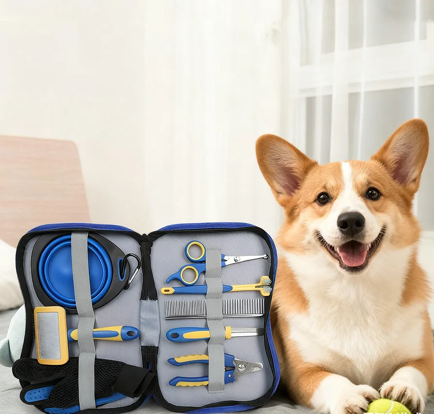 Factory Wholesale Portable 8-in-1 Pet Grooming Kit for Hair Removal Includes Cat Brush & Dog Pet Brush Set in Box Pack of 10