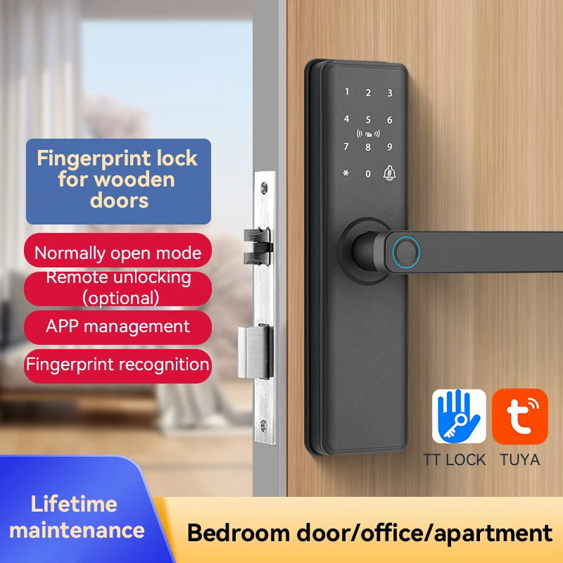 XSDTS F18-TT Smart Door Lock Fingerprint Keyless Entry TT Lock APP Remote Control Digital Security Lock for Wooden Door - Image 4