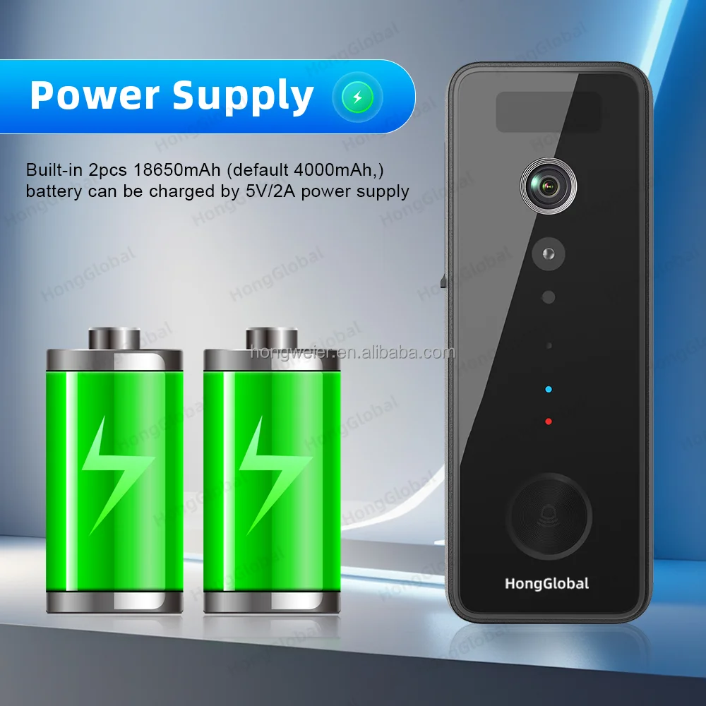 HongGlobal 2MP Waterproof Outdoor Wireless 2.4G 5G WiFi Door Camera Smartlife Tuya Security Video Door Bell Smart Ring Doorbell - Image 3