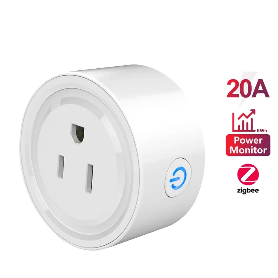 2025 NEW 20A Tuya Smart Wifi ZigBee Socket Plug US Control Outlet Energy Monitoring Outlet