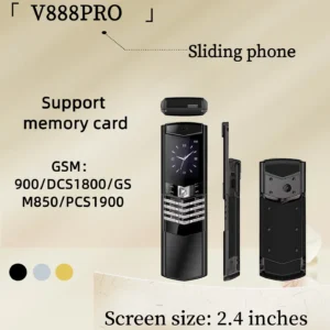 New V888PRO 2G Non-Smart Flip Phone HD 2.4" Screen 1000mAh Battery 32Mb Memory Dual SIM 1.3MP Camera Spanish Language Support