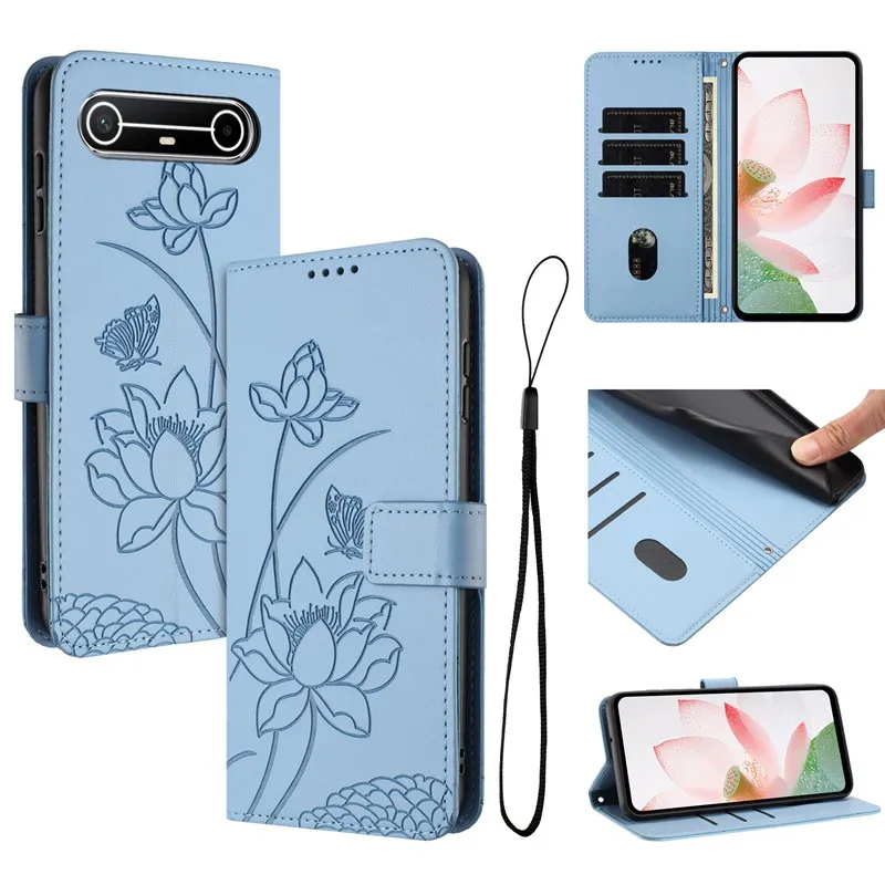 New Lotus Print Pattern Flip Wallet Case PU Case with Lanyard for Tenco Pova Slim 5G/Spark Go 5G (2025)/Pova 7 5G/Pova 7 Pro