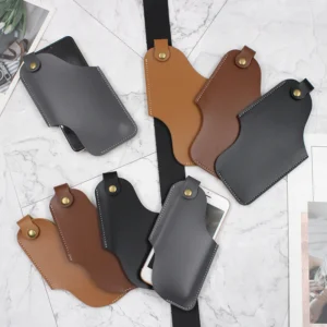 Outdoor Camping PU Leather Mobile Phone Waist Bag Portable and Durable Mobile Case Creative Hiking Mobile Phone Cover Pack of 2