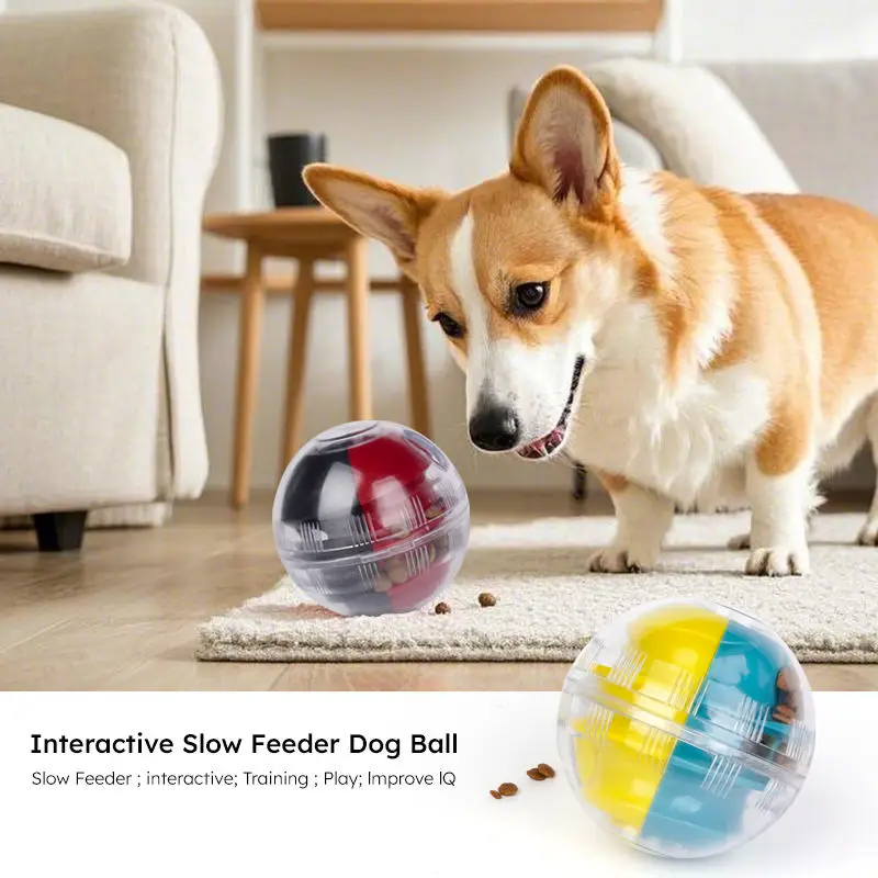 Dropshipping Clear Rotating Non-Toxic Dog Slow Feeder Ball Interactive Plastic Leakage Food Bite Resistant Pet IQ Treat Toy Pack of 2 - Image 3
