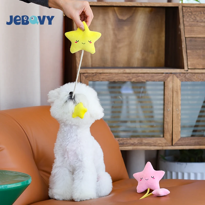 Wholesales Puppy Teeth Cleaning Toy Star Squeak Pet Dog Toy Plush Custom With Rope Pack of 2 - Image 4