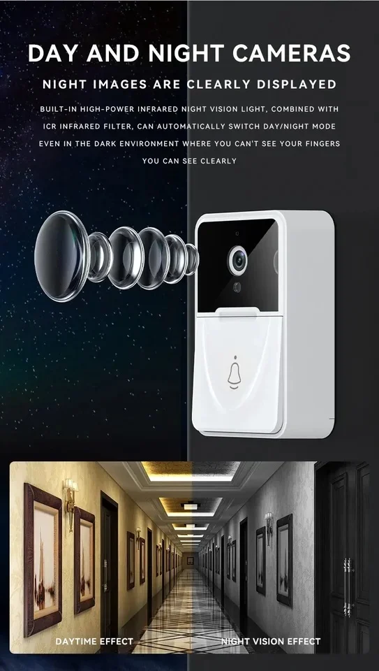 Tuya WiFi Video Doorbell OLED Smart Home HD Camera Outdoor Door Bell 2.4Ghz Wireless Rechargeable Battery Visual Doorbell Pack of 3 - Image 3