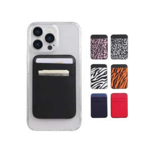 Wholesale Double Layer Elastic lycra Universal Magnetic Smartphone Credit Card Holder Leopard Phone Wallet Pack of 10