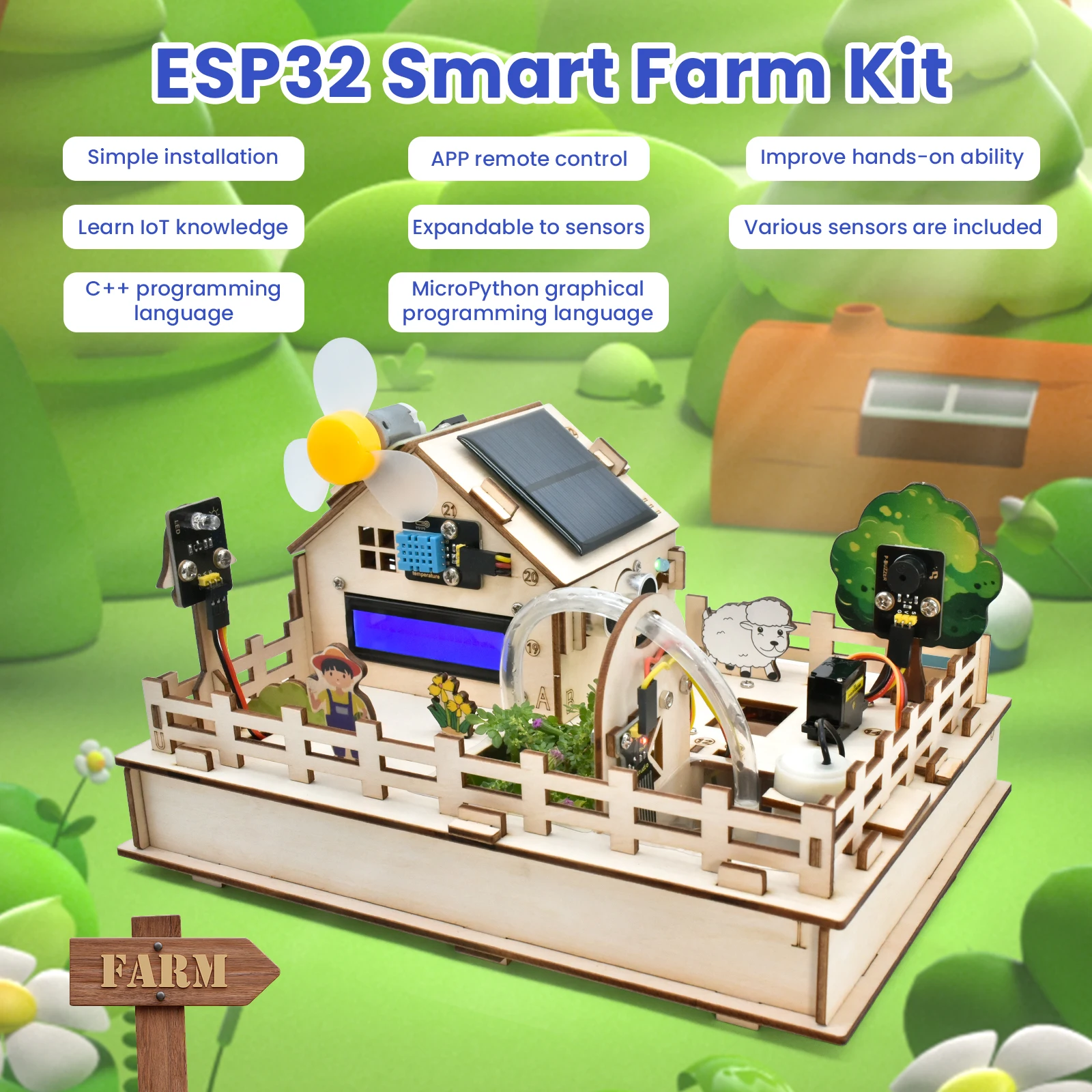 Keyestudio Esp32 Iot Control Smart Farm Starter Kit for Arduino Scratch 3.0 Graphical Programming DIY Electronic Modules Kits Pack of 2 - Image 2