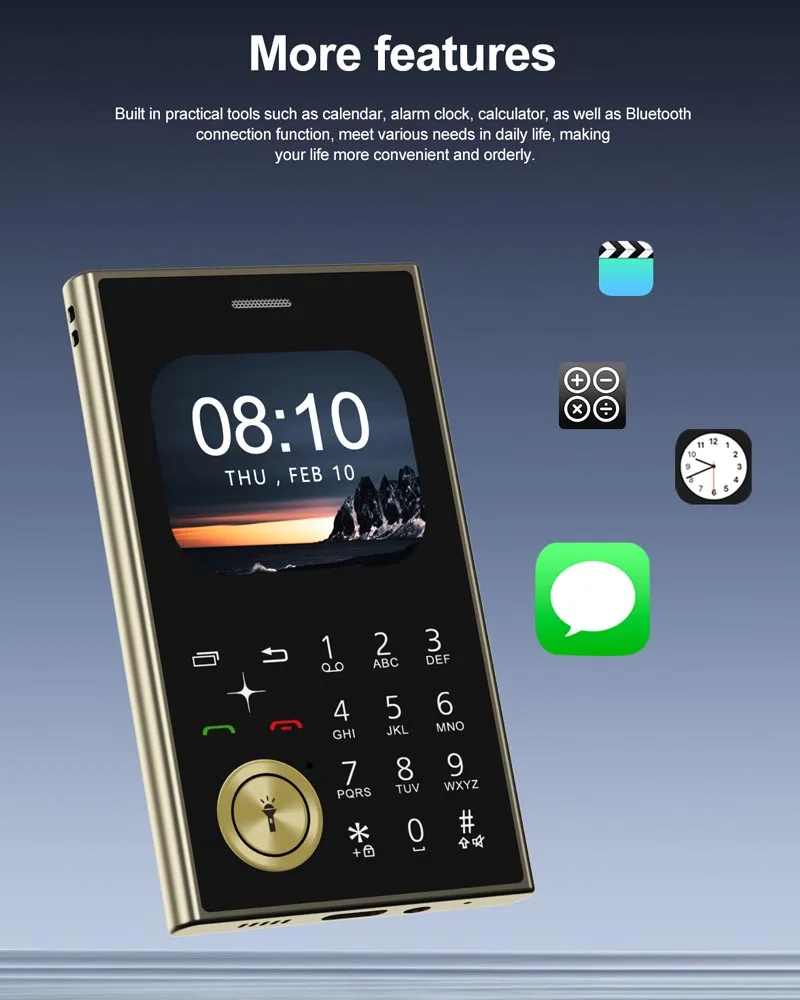 V8 Mini Mobile Phone 2.01" HD Round Screen Dual SIM Card Speed Dial Magic Voice FM Radio Flashlight Small Cellphone Type-C Pack of 5 - Image 2