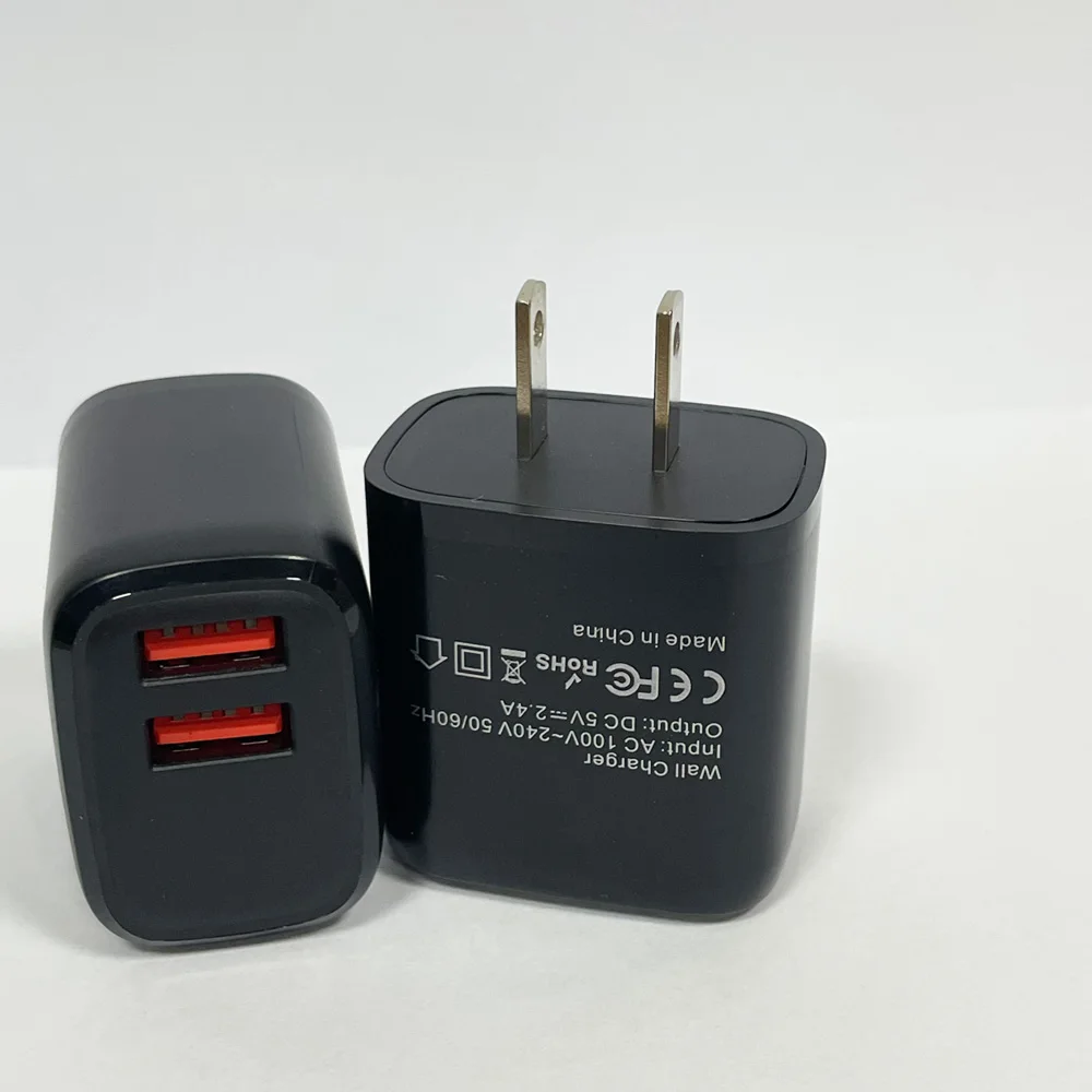 Retail Box Packing Cheap Price 12W Black US Plug Double USB Mobile Phone Charger with USB to 8 Pin Cable Set for IPad/AirPods Pack of 50 - Image 3