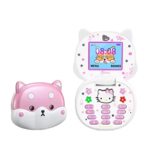 Cute Mini Koki Mobile Phone Flip Cartoon Kids Children Dual Sim 2G GSM OLED 0.3MP Camera Keyboard MP3 Player Unlocked Cellphone