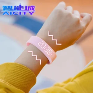 OLED Alarm Digital Watch with Silent Vibration 5-10 Days Battery Life Activity Tracker and Clock with Silicone Band