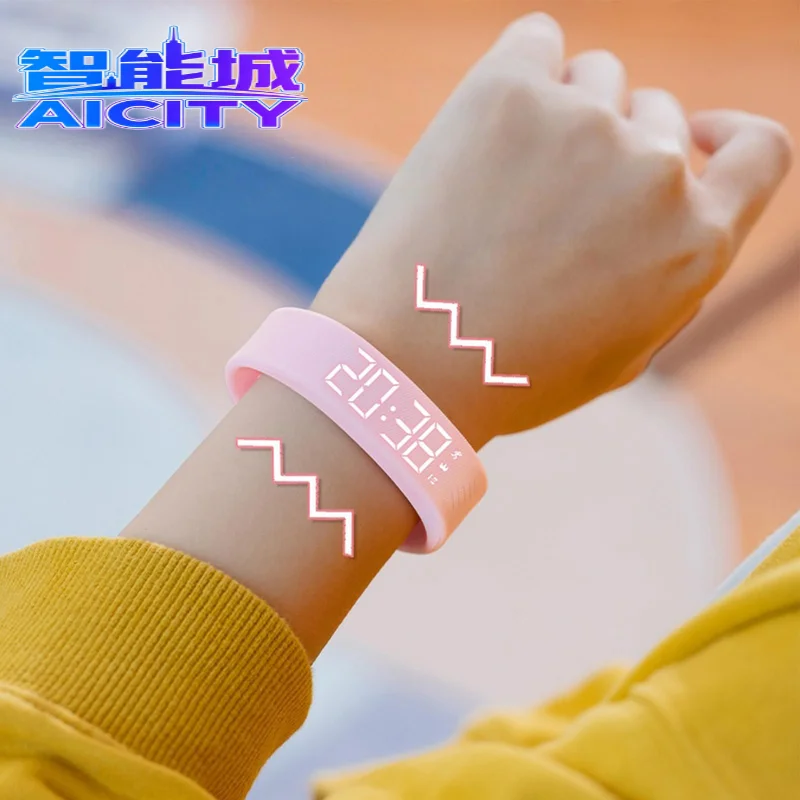 OLED Alarm Digital Watch with Silent Vibration 5-10 Days Battery Life Activity Tracker and Clock with Silicone Band